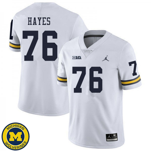 Mens University of Michigan #76 Ryan Hayes White Football Jersey